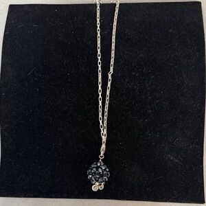 Elegant Silver Necklace with Black Pendant